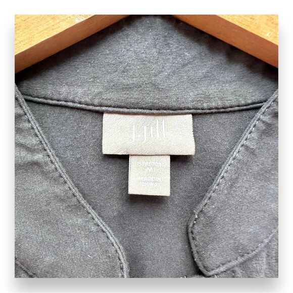 J. JILL | Long Open Front Tunic Vest Stretch Tab Collar Duster Dark Gray Size M - Picture 3 of 5